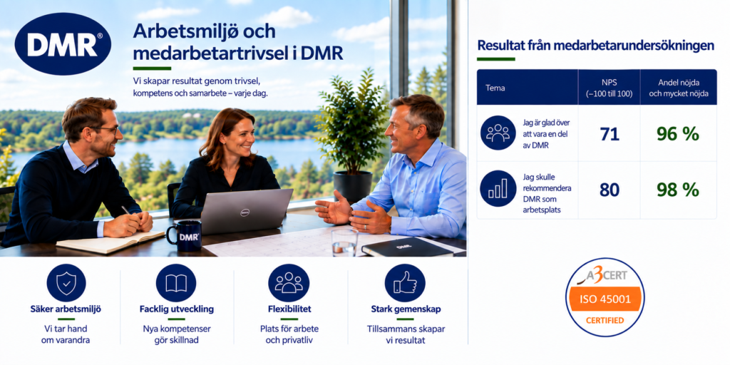 Medarbetarnöjdhet och arbetsmiljö i DMR – ett av våra kärnvärden